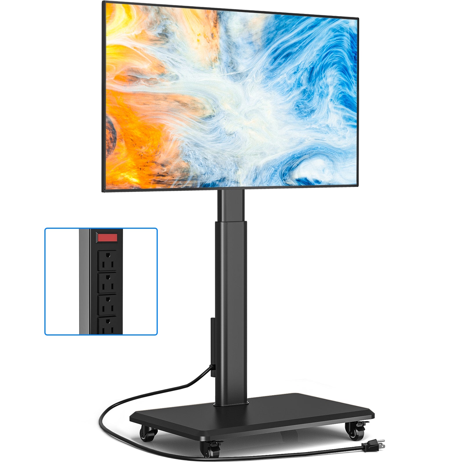 Rfiver Sleek Rolling TV Stand with Power Outlet for 32-70 Inch TVs
